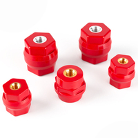 Isolateur de support de barre omnibus hexagonal rouge BMC modèle D, isolateur thermofixé à insert en laiton fileté M8 pour armoire industrielle, ÉCHANTILLON GRATUIT