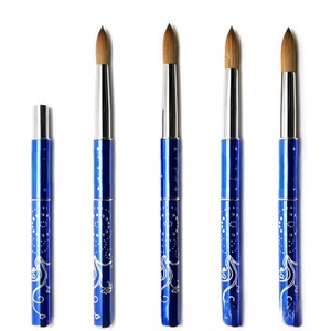 Factory Direct Sales Blue Mink Crystal Pen for Nail Use <b>Round</b> Head Reverse Insert Cover Synthetic Hair Material Sizes #2-#24 - Product Image 1