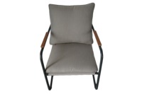 Ensemble de canapé d'extérieur moderne en aluminium imperméable 4 places avec coussins gris moelleux et table basse en verre pour appartement, villa, patio, détente
