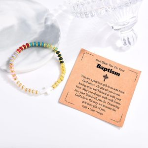 Pulsera de Cruz para <span class=keywords><strong>Bautizo</strong></span>, Decoraciones Coloridas con Cuentas, Joyería de Fe y Esperanza con Tarjeta para Niñas y Niñas Bautizadas - Product Image 2