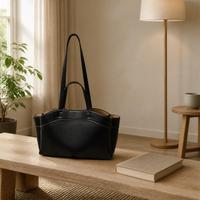 Sac fourre-tout en cuir PU pour femme avec logo personnalisé, design à surpiqûres contrastées, grande capacité, sac à main de bureau pour femme, plusieurs couleurs