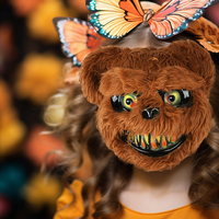 Masque de carnaval effrayant pour Halloween Masque d'ours d'horreur Accessoires de déguisement en peluche pour adultes Masques de fête
