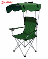 Chaise de camping pliable avec pare-soleil réglable, structure en acier robuste, chaise de jardin portable pour l'extérieur