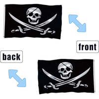 Drapeau de pirate 3x5 pieds, Jolly Roger avec cache-œil et épées croisées, bannière en polyester double face pour décoration extérieure de bar ou de man cave