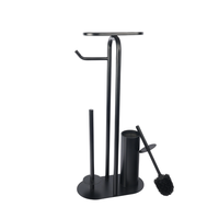 Support de papier toilette et brosse WC avec étagère pour téléphone, en métal noir, sur pied, avec fonction de réservatoire
