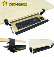 Repose-poignet ergonomique de grande taille en acier inoxydable coulissant sous le bureau avec pince facile à fixer sur le plateau du clavier