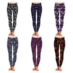 Usine en gros petit mélange de quantité minimale de commande Design peau de pêche beurre doux é<span class=keywords><strong>l</strong></span>égant plume capteur de rêves femmes Leggings tenue décontracté - Product Image 1