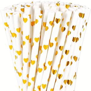 Gold Foil Heart Paper <b>Straws</b> Heart Disposable <b>Drinking</b> <b>Straws</b> Valentines Party Decorative <b>Straws</b> <b>for</b> Wedding Birthday Party - Product Image 2