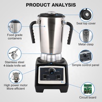 Blender professionnel NSF pour cuisine, électrique, en acier inoxydable, 4L, 3200W, robuste, commercial
