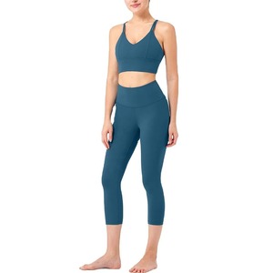<b>Women</b> Yoga Gym Wear Set Two Piece Sports Bra Long <b>Leggings</b> High Waist Fitness Gym Exercise Activewear Yoga Set - Product Image 1