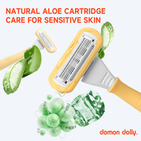 Rasoir de sécurité manuel en acier inoxydable pour femmes, 5 lames, lubrifiant à l'aloe vera, anti-coupures, rasage doux, pour le bikini, les jambes, les aisselles, le visage, les peaux sensibles