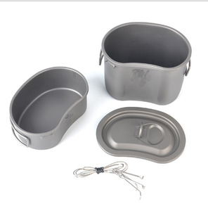 Cacerola de titanio de alta calidad para acampar y cazar al aire libre con asas tipo mariposa, cantimplora de 740 ml, plato/tazón de 380 ml - Product Image 4