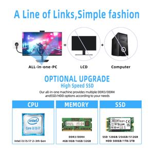 ความเร็วสูงทั้งหมดในหนึ่งเดียว27 "IPS Intel I3 12th เจนเนอเรชันเกมเดสก์ท็อปพีซีที่มี GTX 950 2GB แรม512GB SSD <span class=keywords><strong>Windows</strong></span> <span class=keywords><strong>10</strong></span>/11 - Product Image 5