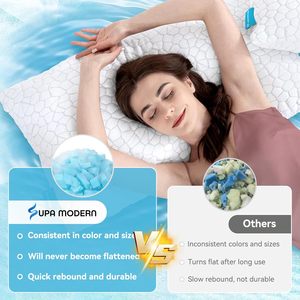 <span class=keywords><strong>Almohada</strong></span> <span class=keywords><strong>de</strong></span> Espuma Viscoelástica con Fibra <span class=keywords><strong>de</strong></span> Bambú Refrigerante, Altura Ajustable, Ortopédica, para Soporte Cervical, Funda Lavable, para Hotel y Hogar - Product Image 6