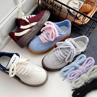Lacets ronds en peluche personnalisés de 7 mm, épaissis, doux et duveteux, pour baskets et chaussures décontractées, lacets de haute qualité