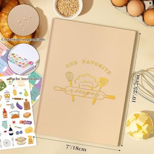 Carnet de recettes Lanpn White B5, <span class=keywords><strong>livre</strong></span> de <span class=keywords><strong>cuisine</strong></span> vierge à <span class=keywords><strong>remplir</strong></span>, couverture rigide embossée, organiseur de <span class=keywords><strong>cuisine</strong></span>, cadeau familial - Product Image 2