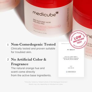 Medicube Pads Red Succinic Acid Pantheno Pad Exfoliating Toner Pad for Breakout-Prone Skin | Niacinamide Non <strong>Comedogenic</strong> 70Pads - Product Image 6