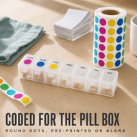 Rouleau d'étiquettes rondes à code couleur personnalisé pour la gestion des médicaments, autocollant adhésif permanent pour chariots à médicaments et boîtes à pilules