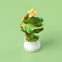 Offre Spéciale 3 couches arbre de noël laine artificielle tricoté plante coloré Crochet pot de fleurs ornement pour l'obtention du diplôme Halloween