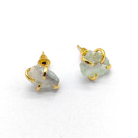 Boucles d'oreilles en cristal naturel pour femmes, boucles d'oreilles géométriques irrégulières en pierres précieuses, plaquées or 18 carats PVD, bijoux de mode en gros