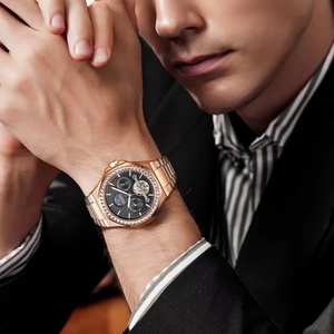 Mark Fairwhale FW-6740 Stainless Steel Rose Gold <b>Mechanical</b> <b>Watch</b> Men Waterproof Luminous Moon Phase Automatic Tourbillon <b>Watch</b> - Product Image 3