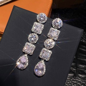 Orecchini Pendenti Geometrici con Zirconi per Donne, Eleganti Gioielli da Cerimonia e Festa - Product Image 6