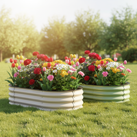 Kit de jardinière surélevée en métal galvanisé 4x2x1 pieds (2 unités) – Résistant aux intempéries et à la rouille, conception à fond ouvert, forme ovale, pour légumes et fleurs