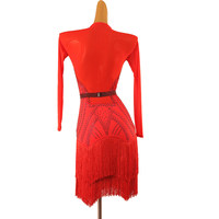 Robe de concours de danse latine pour femmes 2026, tenue de performance professionnelle à franges pour adultes, ornée de strass