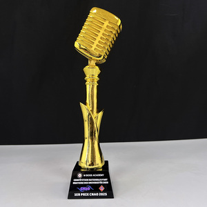 Trofeo di canto musicale MH-NJ00892 premio buona voce trofeo di resina di cristallo oro argento bronzo microfono ancora che ospita trofeo - Product Image 6