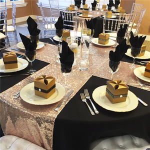 Chemin de table à paillettes brodé de paillettes étoilées tissées personnalisées de couleur unie pour les décorations d'hôtel et de mariage - Product Image 2