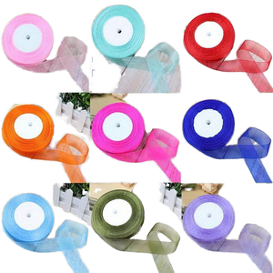 Pita Organza Warna Solid 100% Poliester Tenun Dua Sisi 50 Yard, Lebar 3/8 inci, untuk Dekorasi Natal, Pernikahan, Rumah, dan Hadiah - Product Image 1