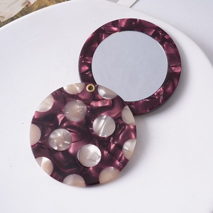 Wholesale Custom Fashion Jewelry Portable Makeup <b>Small</b> <b>Mirrors</b> Circular Rotary Cover Style Acetate <b>Mirrors</b> - Product Image 2