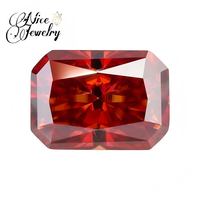 Magnifique bijou en moissanite synthétique rouge grenat, rectangulaire, chanfreiné, taille émeraude, cabochon, pierre lâche