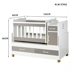 Lettino <span class=keywords><strong>per</strong></span> Bambini in Legno Massello Grigio dal Design Moderno, Portatile con Organizer <span class=keywords><strong>per</strong></span> Pannolini, <span class=keywords><strong>per</strong></span> <span class=keywords><strong>Neonati</strong></span>, Garanzia di 1 Anno, <span class=keywords><strong>per</strong></span> Camera da <span class=keywords><strong>Letto</strong></span> e Soggiorno - Product Image 4