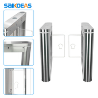 Barrera Abatible de Doble Carril SAIKOEAS, Torniquete de Control de Acceso de Acero Inoxidable 201 con Brazo Acrílico para Gimnasio y Supermercado