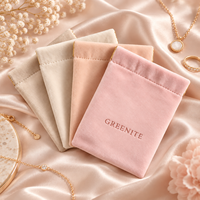 Pochette à bijoux portable de luxe en Greenite personnalisée, sac en coton et lin à cordon pour bagues, boucles d'oreilles, colliers, bracelets, cadeau
