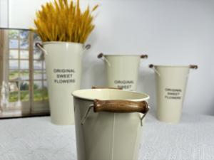 แจกันชุบสังกะสีสูงสีเหลืองกระถางดอกไม้โลหะฝรั่งเศสสำหรับตกแต่งแบบชนบทสำหรับตกแต่งโต๊ะกลาง - Product Image 4