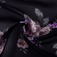100% polyester imprimé fleuri Transparent tissé en mousseline de soie tissu léger respirant pour les chemises des femmes pure plaine pour les filles