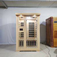 Cabine de sauna intérieure professionnelle en bois de cèdre rouge, sauna à vapeur traditionnel avec enceintes Bluetooth et chromothérapie LED