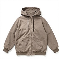 Blouson d'hiver surdimensionné à capuche en coton tissé, style workwear vintage, brodé, pour homme, personnalisable, coupe bomber, fermeture éclair intégrale, OEM ODM, décontracté