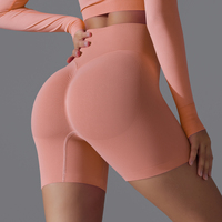Shorts de yoga à taille haute sans couture avec logo personnalisé, compression, taille élastique, extensibles dans quatre directions, séchage rapide, respirants, en Spandex/Nylon