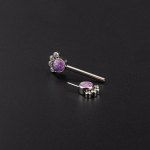Clous de <span class=keywords><strong>piercing</strong></span> en titane plaqué ASTM F136 avec opale naturelle pour l'élargissement des oreilles, du nez, du septum et des lèvres - Product Image 2