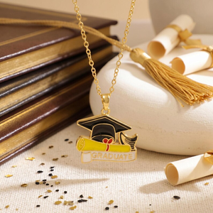 Collier de graduation Qiuhan, pendentif, ton or et argent, breloque bouquet de diplôme, pour cadeau de remise de diplôme - Product Image 5