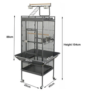 Jaula grande 2 en 1 de 61 pulgadas con plataforma de juego para loros, chinchillas, pinzones, guacamayos, conures, cacatúas y cacatúas de cola larga, con soporte rodante de hierro - Product Image 1