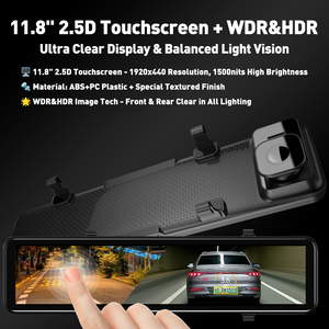 กล้องติดรถยนต์บันทึกภาพ 4K 4 ช่องทาง มุมมอง 170 องศา หน้าจอ IPS 12 นิ้ว แบบกระจกมองหลัง พร้อมหน้าจอสัมผัส บันทึกวิดีโอหน้ารถและหลังรถ ความละเอียด 4K - Product Image 2