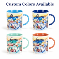 Service de vaisselle en céramique et porcelaine, souvenirs touristiques de lieux emblématiques de la Grèce, pour cadeaux touristiques, personnalisable OEM ODM, vente en gros directe usine