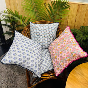 Hand Block Print <b>Pillow</b> Cover Floral Cotton Boho Cushion Design Cotton Fabric <b>Throw</b> <b>Pillow</b> Covers for Wholesale Price - Product Image 1