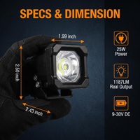 Luz de Trabajo LED de 25W y 2 Pulgadas, 9-30V, Haz de Luz Concentrado y Difuso, 2200LM, IP67, 50000H, Apta para Jeep, Camioneta, SUV, ATV, UTV, Todoterreno, Barco