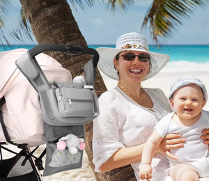 Organizador multifuncional con diseño de logotipo personalizado para cochecito de bebé, bolsa colgante con portabotellas, almacenamiento, cambio de pañales - Product Image 6