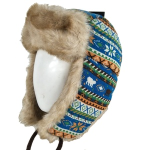 Sombrero de equipo de esquí cálido de punto personalizado, sombrero de cazador de aviador para hombres y mujeres rusos con forro de piel sintética, orejeras, sombrero de invierno - Product Image 1
